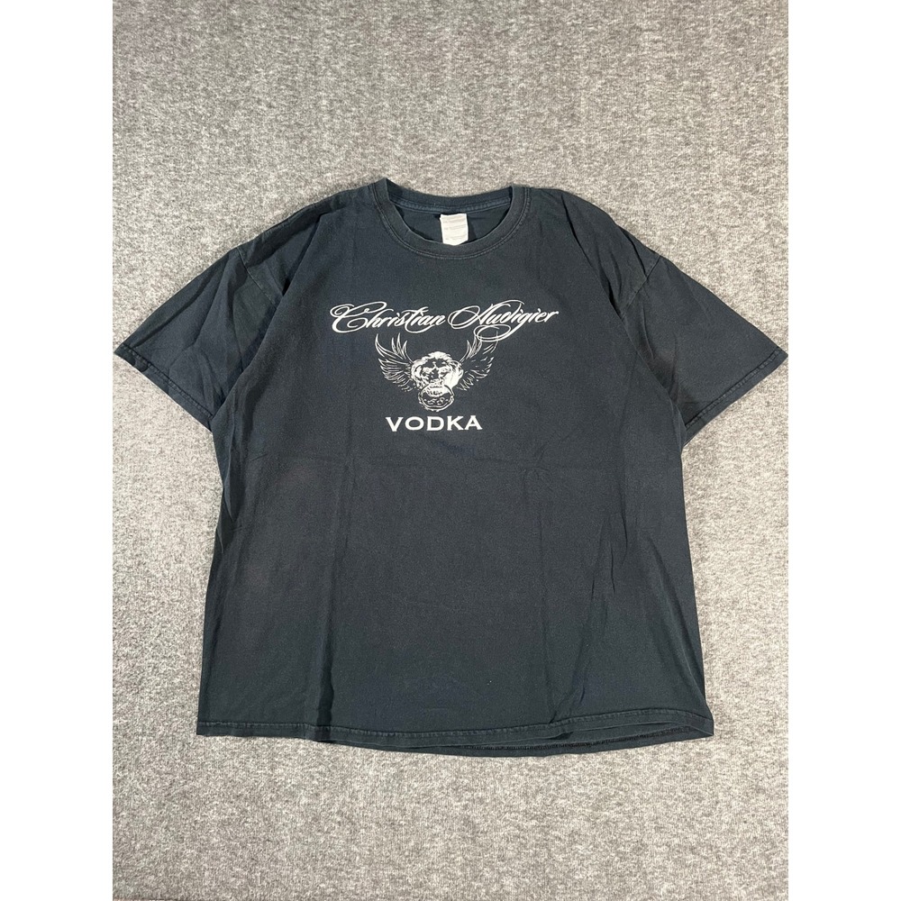 Y2K Christian Audigier Vodka Graphic T-Shirt Black Mens XL Heavy Cotton Tee